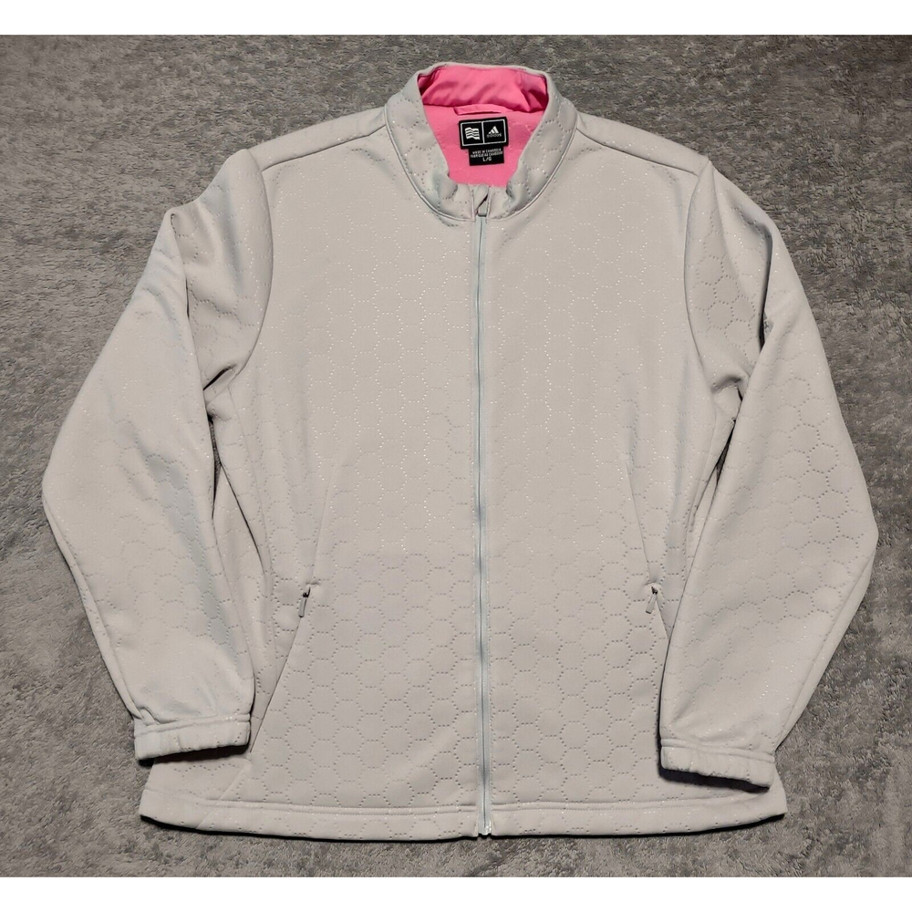 Adidas Jacket Women's Size Large Light Gray Full Zip Climawarm Coat